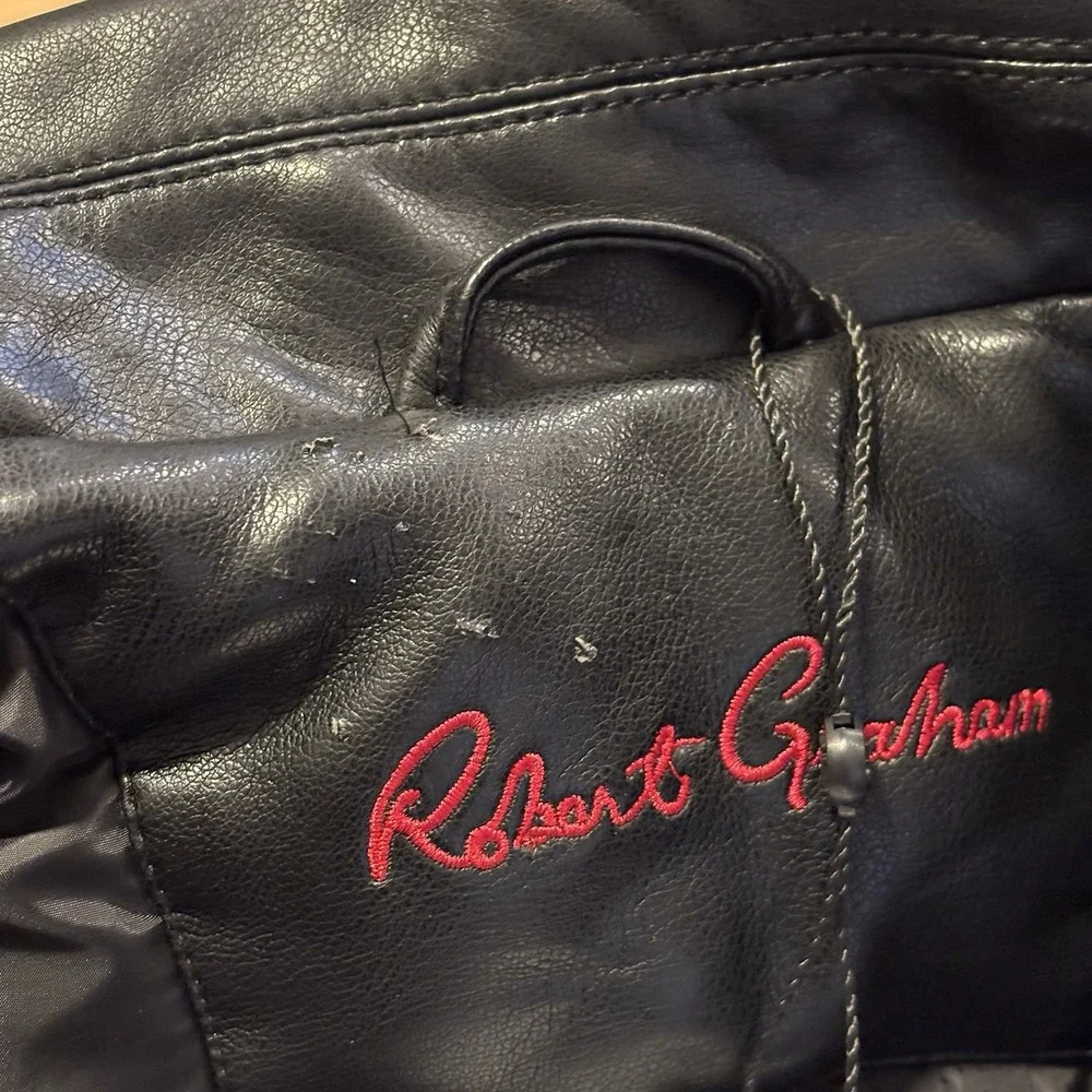 Robert Graham SAMPLE Bomber Jacket Men's M Black Faux Leather Fall 2024 RGF24R19
